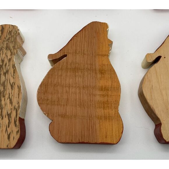 HANDMADE Santa Clause Set of 9 Christmas Decor Painted Carved Vintage Folk Art - Picture 8 of 10